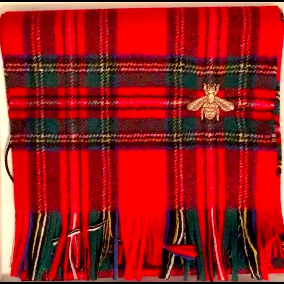 Gucci Bee Plaid Wool Scarf Unisex. Like New. - Picture 5 of 15